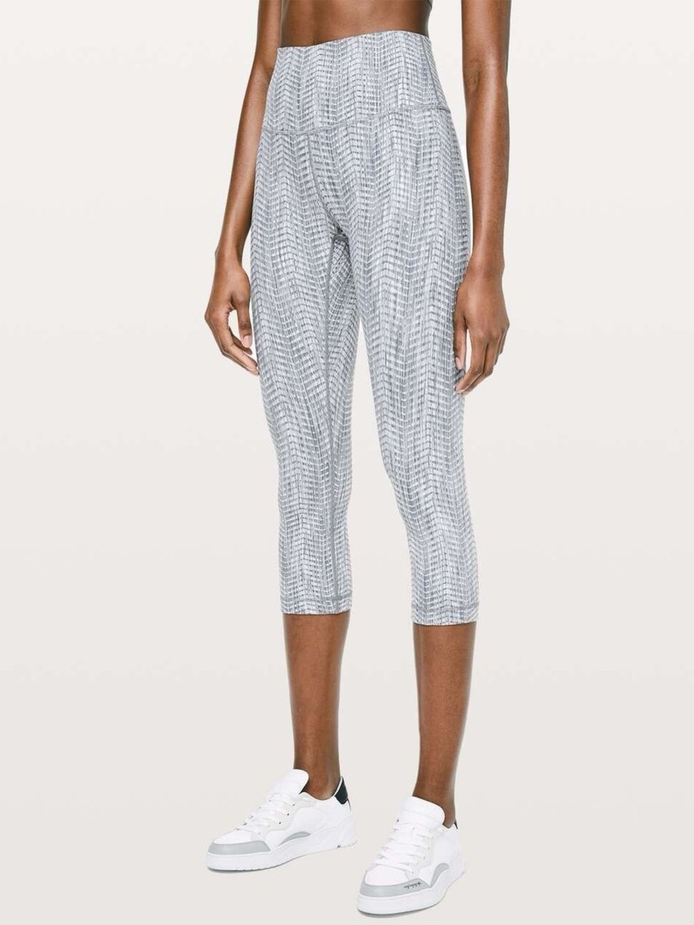 Lululemon Wunder Under Hi-Rise Crop 21" Luon Arrow Jacquard Silver Spoon Size 4